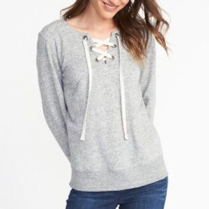 Old Navy Relaxed Lace-Up French-Terry Sweatshirt